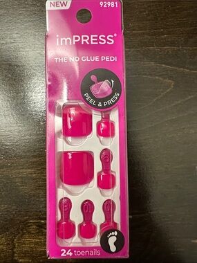 imPRESS Hot Pink Peel & Press No-Glue Pedi Toenails
